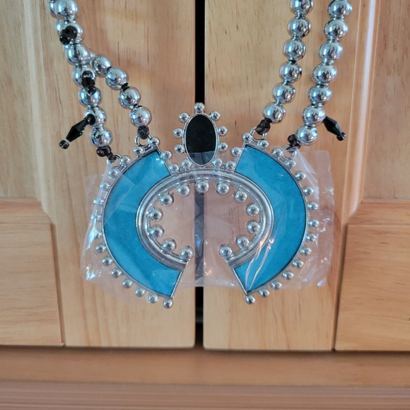 Boho Turquoise Squash Blossom Necklace | Pink Zebra Just Add Soaks - Picture 3 of 9